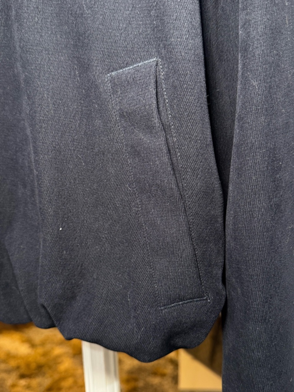 ZARA Navy Textured Bomber Jacket with Drawstring Hem - Picture 7 of 10